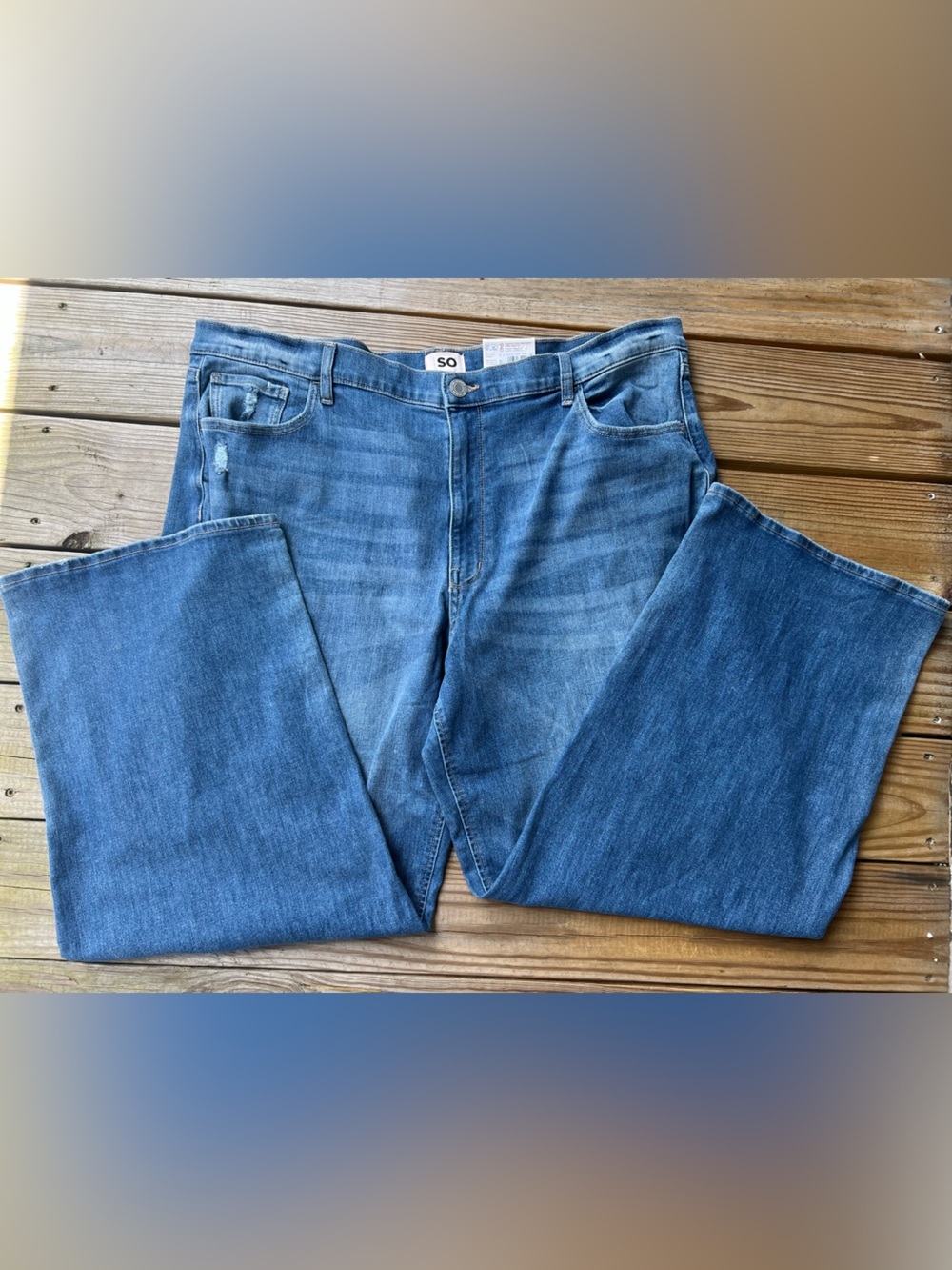 SO Super Stretch High Rise Wide Leg Blue Jeans Size 24 - Picture 5 of 10